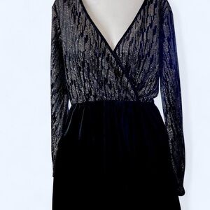 Black velvet mini dress with silver beaded top #glamour S